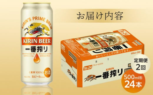 定期便 2回 キリン 一番搾り 生 500ｍｌケース＜岡山市工場産＞  500ml 缶 × 24本 お酒 晩酌 飲み会 宅飲み 家飲み 宴会 ケース ギフト