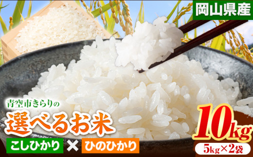 164. 令和6年産 青空市きらりの 選べるお米 10kg 岡山県産 食べ比べ こしひかり×ひのひかり 青空市きらり《30日以内に出荷予定(土日祝除く)》岡山県 矢掛町 白米 精米 米 コメ