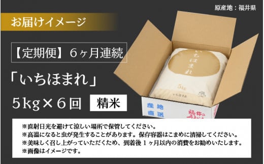 【6ヶ月連続定期便】令和6年産 福井県の新しいブランド米 いちほまれ5kg ×1袋（5kg × 6ヶ月） [H-015001]