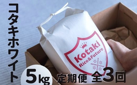 希少米 コタキホワイト 5kgをまずは3回！毎月お届け(全3回)お米マイスターもお勧め!!（令和6年産）