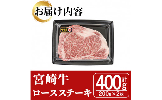 宮崎牛ロースステーキ(400g・200g×2枚)A4 A5 牛肉 精肉 肉 ブランド和牛  焼肉 お取り寄せ 国産 宮崎県【SJ002】【日本ハムマーケティング株式会社】