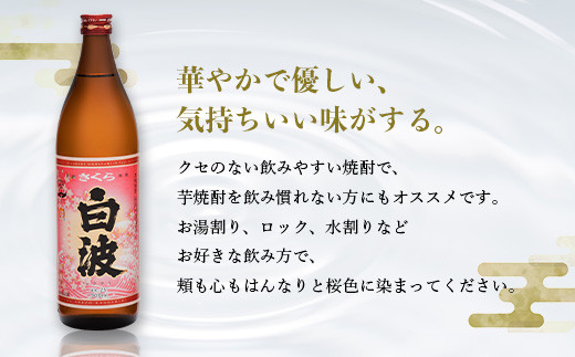 枕崎の定番焼酎＜さくら白波＞900ml×3本セット＜薩摩焼酎＞黄麹 芋焼酎 A6-98【1167973】