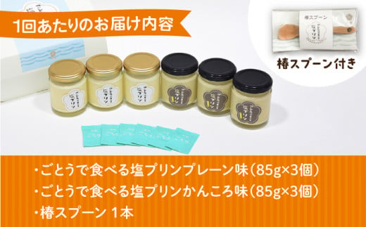 【全6回定期便】 ごとうで食べる 塩プリン 6個 椿スプーン付き / スイーツ おやつ お菓子 塩