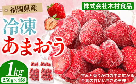 福岡県産 冷凍あまおう 小分けパック 1kg(250g×4袋) 株式会社木村食品《90日以内に出荷予定(土日祝除く)》福岡県 鞍手町 冷凍あまおう いちご 冷凍フルーツ 果物 送料無料