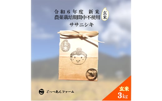 令和6年度産 新米 【どすこい米】自然栽培 ササニシキ 玄米 3kg [№5771-1378]