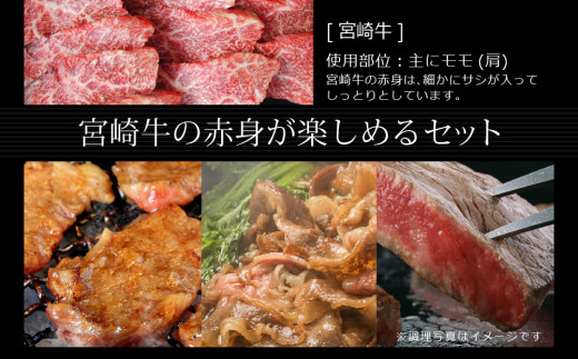 ＜宮崎牛＞赤身肉セット 合計1.4kg【E104】