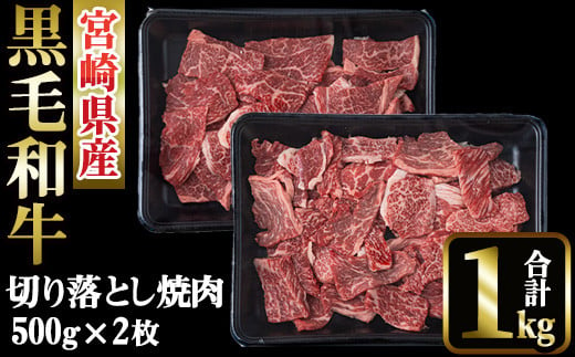 宮崎県産 黒毛和牛 切落し 焼肉(計1kg・500g×2)国産 宮崎県産 黒毛和牛 牛肉 炒め物 和牛 切り落とし【MI019】【(株)ミヤチク宮崎加工センター】