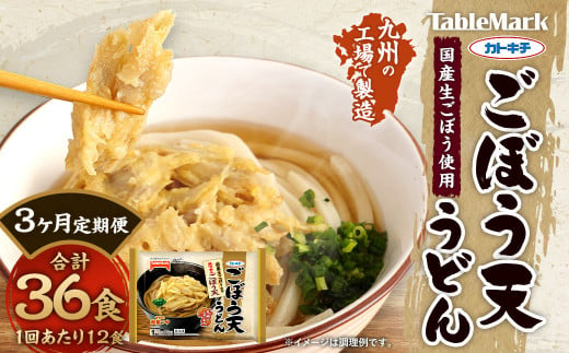 【3回定期便】カトキチ 具付き！ごぼう天うどん 12食 (260g×12袋)