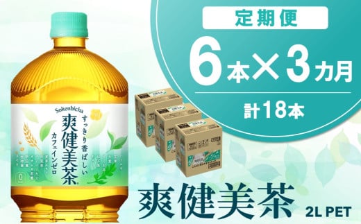 【3か月定期便】爽健美茶 2L×6本(1ケース)【コカコーラ カフェインゼロ 香ばしい おいしい ブレンド茶 お茶 国産 ハトムギ 玄米 大麦 ドクダミ ハブ茶 チコリー 麦芽 植物素材 飲料 お徳用 ペットボトル】A6-C090353