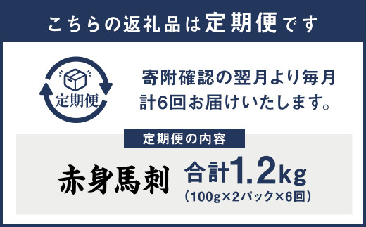 【6回定期便】 赤身 馬刺し ブロック 約200g(約100g×2パック)