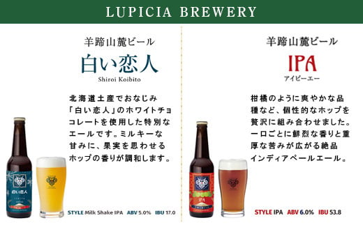 【お茶専門店ルピシアがプロデュース】羊蹄山麓ビール５本セット　（白い恋人入り）【06014】