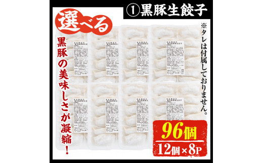 No.429-n-m01 ＜2025年1月中に発送予定＞鹿児島黒豚使用の黒豚生餃子(計96個・12個入り×8パック)国産 九州産 ぎょうざ ギョウザ 冷凍 黒豚 豚肉 お肉 おかず【末永商店】