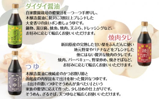 夏物語（素材たっぷりセット） 福岡  橙 ダイダイ 本鰹 焼肉のタレ梨 調味料 醤油 お土産 お取り寄せ めんつゆ 麺つゆ ご当地 昆布たっぷり 鍋物 湯豆腐 焼き魚 天ぷらに バーベキュー BBQ  野菜摂取 保存料不使用