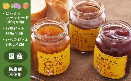 手づくりジャム詰め合わせセット【ジャム 手づくり マーマレード はっさく 巨峰 さがほのか 詰め合わせ セット】 K016007