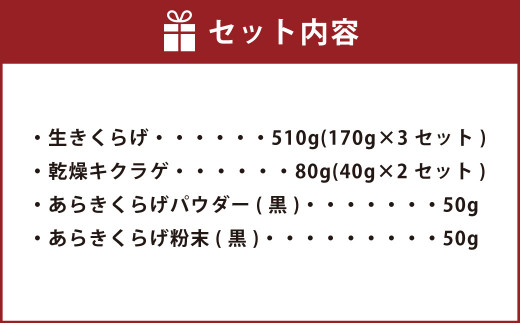 薩摩川内市産の生きくらげ・乾燥きくらげ・きくらげパウダーセット