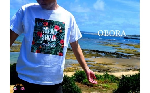 661TOKUNOSHIMA発ブランド　OBORA　Tシャツ　【ハイビスカス：White】