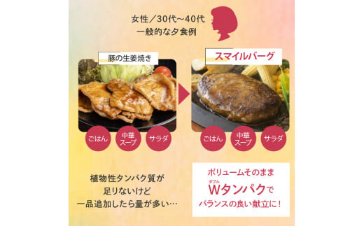 120042001 おいしいWタンパク スマイルバーグ(90g×24)｜ふるさと納税 石狩市 冷凍したまま焼ける 北海道 ハンバーグ ヘルシー