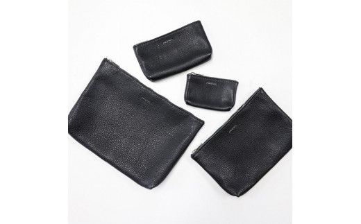 MASSTARD -MINIMAL LEATHER POUCH SMALL- BLACK