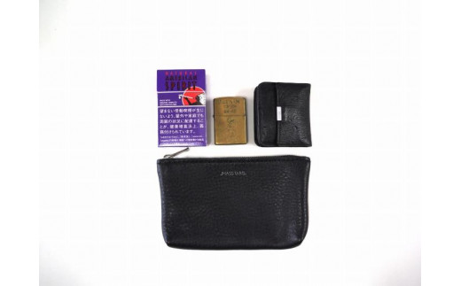 MASSTARD -MINIMAL LEATHER POUCH SMALL- BLACK