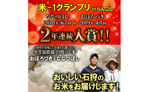 300005002【令和6年度産】北海道 厚田産米 小笠原農場 おぼろづき・ななつぼし各5kg(計10kg)