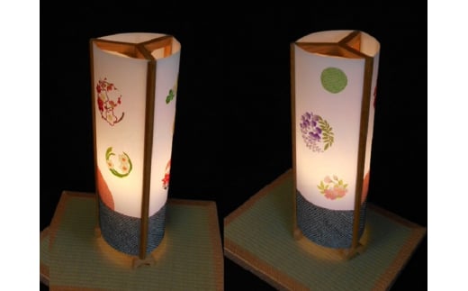 着物生地で作ったおしゃれな行灯（あんどん） お花のドット