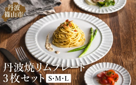 TANBASTYLE リムプレートセット（白）S・M・L 3枚セット 丹波焼 立杭焼 日本六古窯 人気食器 ワンプレート 大皿 パスタ皿 カレー皿 オムライス パスタプレート 白 高級 モノトーン 無地 ホテル食器 おしゃれ おすすめ シンプル 電子レンジ対応 食洗器対応 丹波スタイル