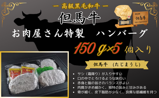 お肉屋さん特製　但馬牛ハンバーグ　5個入り