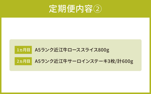 2カ月目：A5ランク近江牛サーロインステーキ3枚/計600g