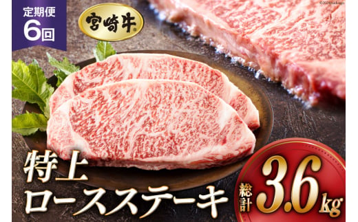 6回 定期便 宮崎牛 特上 ロース ステーキ 300g×2枚×6回 合計3.6kg 真空包装 [アグリ産業匠泰 宮崎県 美郷町 31be0033] 小分け A4等級以上 牛肉 黒毛和牛 焼肉 BBQ バーベキュー キャンプ サシ 霜降り 贅沢 とろける 柔らかい やわらかい ジューシー 丼 毎月届く 予約 ギフト プレゼント