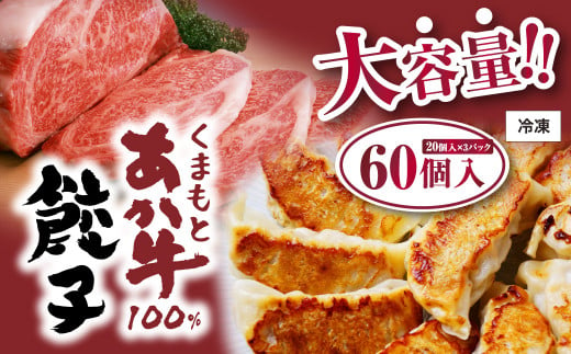 くまもとあか牛 100％ 餃子 合計60個 (20個入 1パック)×3パック