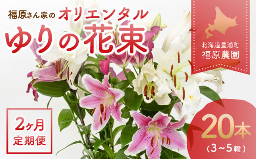 【2カ月定期便】福原さん家のオリエンタルゆりの花束 20本（3～5輪） 【ふるさと納税 人気 おすすめ ランキング 花 ゆり 花束 プレゼント 記念日 ギフト 定期便 北海道 豊浦町 送料無料】 TYUAB006