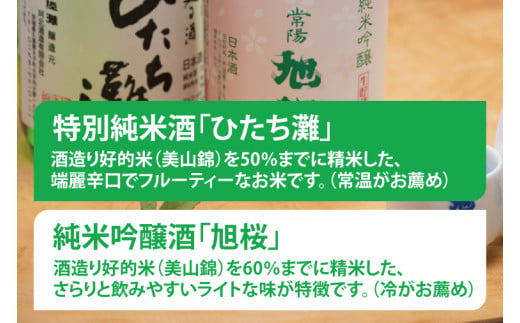 珂北酒造 常陽 旭桜「純米酒」セット（旭桜・ひたち灘 720ml×各1本/計2本）（AS004）