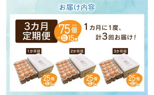 【3ヶ月定期便】”忍野の卵”旨味のピンク玉　※卵25個+割れ保証5個　計90個