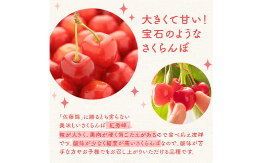 《 先行予約 》 令和7年産 さくらんぼ 紅秀峰 1kg ( バラ詰め ) 〔2025年6月下旬～7月上旬お届け〕