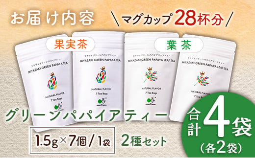 グリーンパパイアティー 2種 セット (果実茶＆葉茶) ティーバッグ 計4袋 宮崎県産