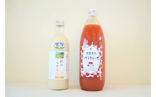 甘酒１本＆トマトジュース（無塩）１本
トマトジュースにつきましては生産者によってラベルが変わりますのでご承知ください