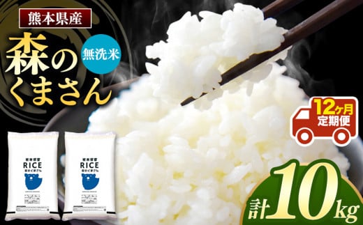 令和6年産   【定期便12回】 熊本県産 森のくまさん 無洗米 10kg | 小分け 5kg × 2袋  熊本県産 こめ 米 無洗米 ごはん 銘柄米 ブランド米 単一米 人気 日本遺産 菊池川流域 こめ作り ごはん ふるさと納税 返礼品