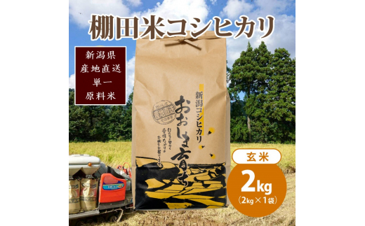 極少量米 ： 数量限定 令和5年産 新潟県上越市大島区産 棚田米コシヒカリ 2kg (2kg×1) 玄米 こしひかり