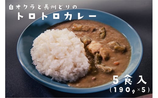 カレー 白オクラカレー 長州どり トロトロカレー ご当地カレー 5箱セット 5食 190g 希少野菜 長門市 オリジナルカレー