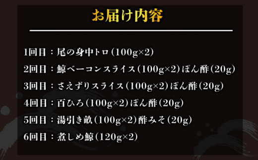 【6回定期便】月1回お届け！鯨の王道6種セット くじら 定期便 小値賀町 /中島（鯨）商店 [DBM008]