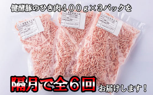 ＜定期便6回＞ 北海道産 健酵豚 ひき肉 計 1.2kg (全7.2kg) 定期便 豚肉 ブランドポーク 大容量 小分け 挽肉