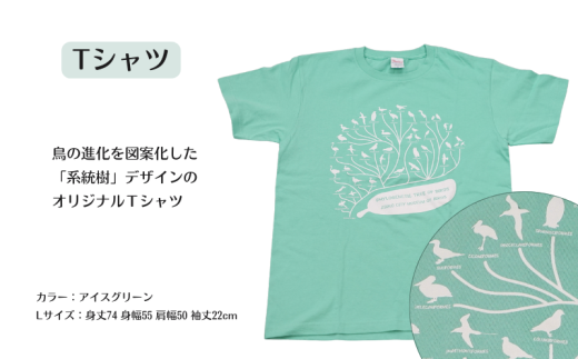 鳥の博物館オリジナルTシャツとグッズのセット（L／アイスグリーン）