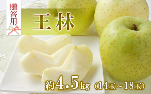 りんご 王林 4.5kg 14～18玉 贈答用 果物 くだもの フル−ツ 林檎 リンゴ 王林りんご 信州りんご 旬の果物 旬のフルーツ ギフト 贈り物 プレゼント 長野 長野県 箕輪町　[№5675-1440]