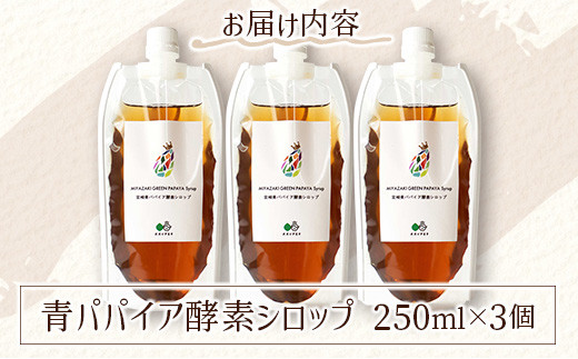 青パパイア酵素シロップ 250ml×3個【B598】