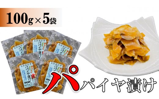 パパイヤ漬け 100g×５袋【手づくり・真空パック】【ポスト投函／配達指定不可】