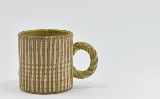 京焼「遙白釉＆新羅釉／木賊紋マグカップ」【ピスタチオグリーン＆黒】2種セット〈マグカップ 京焼 手作り カップ 食器 陶器 工芸品 新羅釉 遙白釉〉 S1601