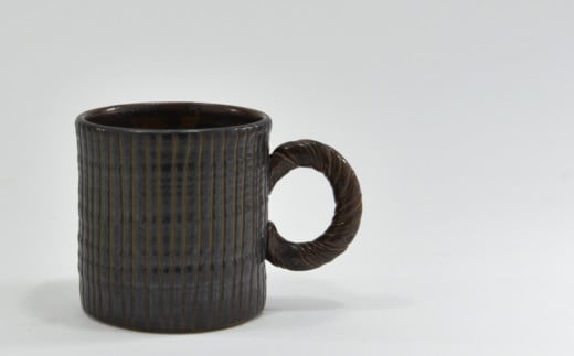 京焼「遙白釉＆新羅釉／木賊紋マグカップ」【ピスタチオグリーン＆黒】2種セット〈マグカップ 京焼 手作り カップ 食器 陶器 工芸品 新羅釉 遙白釉〉 S1601