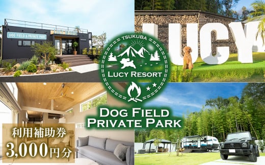 LUCY RESORT(ルーシーリゾート)利用補助券　3,000円分【 茨城県 つくば市 体験 チケット ドッグラン BBQ バーベキュー グランピング ペット 宿泊 】