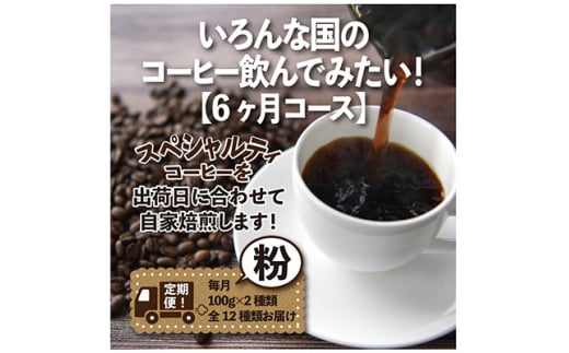 ＜毎月定期便＞いろんな国のコーヒー飲んでみたい!「6ヶ月コース(粉)」全6回【4014244】