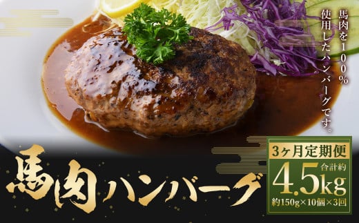 C39Z3【定期便3回】 馬肉ハンバーグ 約150g×10個 合計約4.5kg